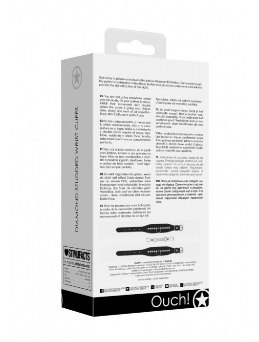 Черные наручники Diamond Studded Wrist Cuffs - Shots Media BV - купить с доставкой в Барнауле