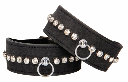 Черные поножи Diamond Studded Ankle Cuffs - Shots Media BV - купить с доставкой в Барнауле