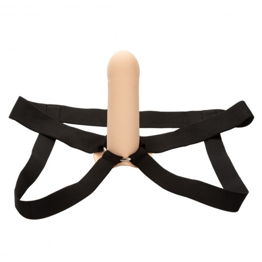 Телесный фаллопротез из силикона Extension with Harness - 15,75 см. - California Exotic Novelties - купить с доставкой в Барнауле