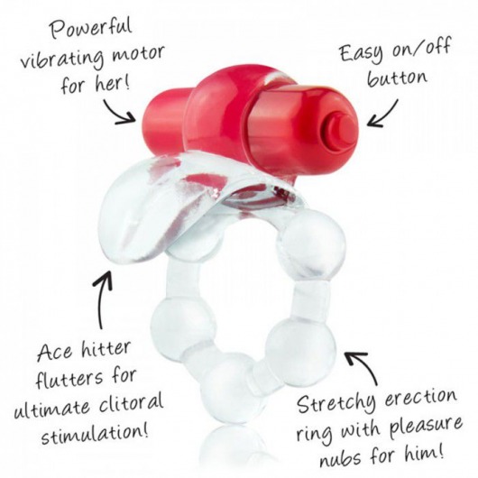 Виброкольцо с язычком и красным виброэлементом Overtime - Screaming O - в Барнауле купить с доставкой