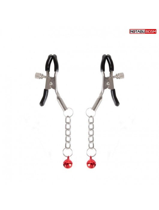 Серебристые зажимы на соски с шариками на цепочках - Notabu - купить с доставкой в Барнауле
