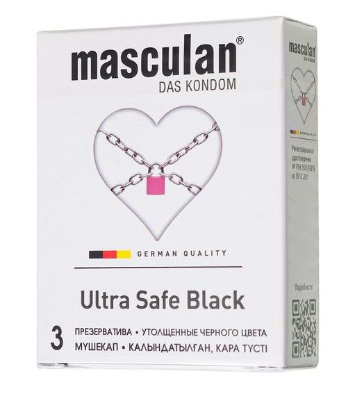 Ультрапрочные презервативы Masculan Ultra Safe Black - 3 шт. - Masculan - купить с доставкой в Барнауле