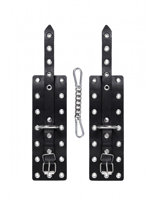 Черные кожаные однослойные наручники с люверсами - Pecado - купить с доставкой в Барнауле