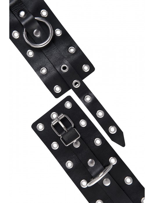 Черные кожаные однослойные наручники с люверсами - Pecado - купить с доставкой в Барнауле