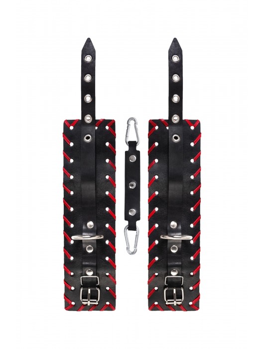 Черно-красные оковы из натуральной кожи - Pecado - купить с доставкой в Барнауле