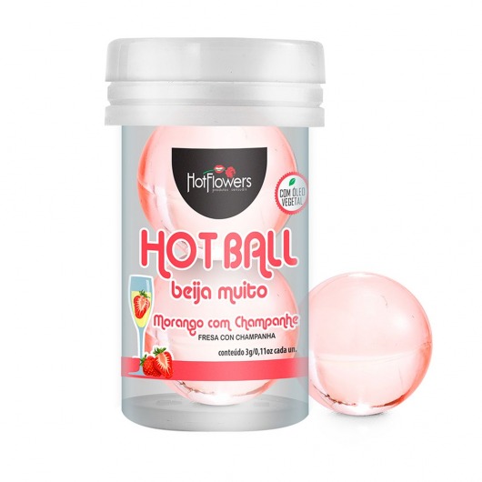 Лубрикант на масляной основе Hot Ball Beija Muito с ароматом клубники и шампанского (2 шарика по 3 гр.) - HotFlowers - купить с доставкой в Барнауле