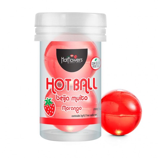 Лубрикант на масляной основе Hot Ball Beija Muito с ароматом клубники (2 шарика по 3 гр.) - HotFlowers - купить с доставкой в Барнауле