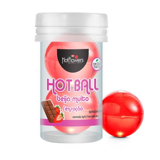 Лубрикант на масляной основе Hot Ball Beija Muito с ароматом шоколада и клубники (2 шарика по 3 гр.) - HotFlowers - купить с доставкой в Барнауле