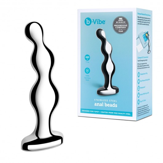 Стальной анальный фаллоимитатор для простаты Stainless Steel Anal Beads - 13 см. - b-Vibe - в Барнауле купить с доставкой