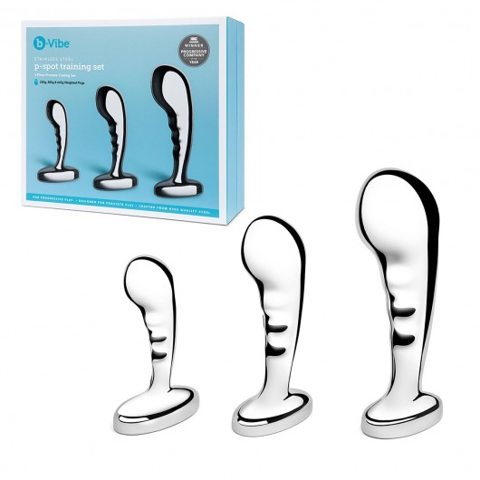 Набор из 3 стальных стимуляторов простаты Stainless Steel P-spot Training Set - b-Vibe - в Барнауле купить с доставкой