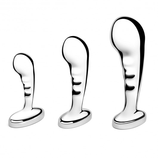 Набор из 3 стальных стимуляторов простаты Stainless Steel P-spot Training Set - b-Vibe - в Барнауле купить с доставкой