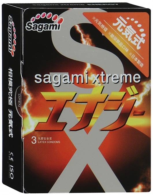 Презервативы Sagami Xtreme ENERGY с ароматом энергетика - 3 шт. - Sagami - купить с доставкой в Барнауле