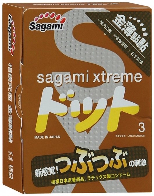 Презервативы Sagami Xtreme FEEL UP с точечной текстурой и линиями прилегания - 3 шт. - Sagami - купить с доставкой в Барнауле