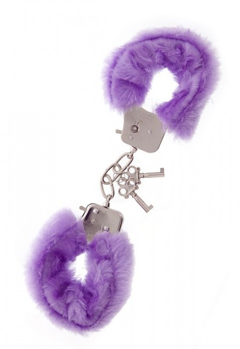 Фиолетовые меховые наручники METAL HANDCUFF WITH PLUSH LAVENDER - Dream Toys - купить с доставкой в Барнауле