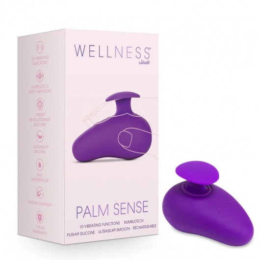 Фиолетовый клиторальный вибромассажер Palm Sense - Blush Novelties