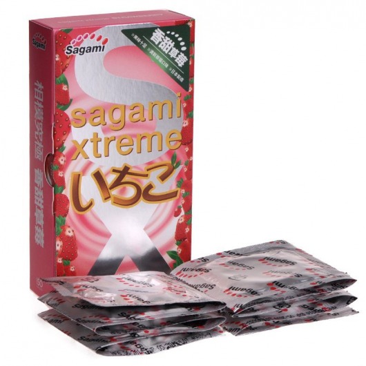 Презервативы Sagami Xtreme Strawberry c ароматом клубники - 10 шт. - Sagami - купить с доставкой в Барнауле