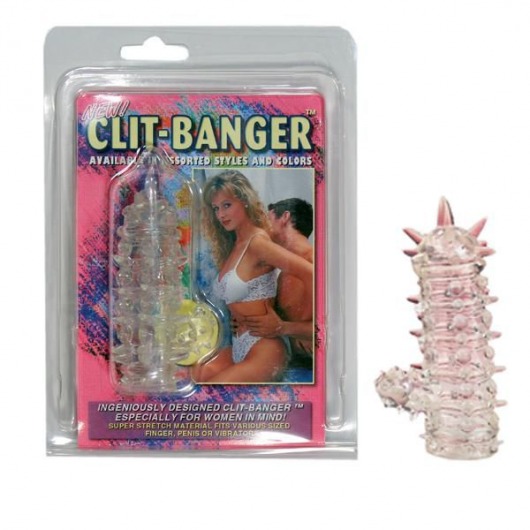 Прозрачная насадка с шипами и клиторальной шишечкой CLIT-BANGER SLEEVE IN CLEAR - Tonga - в Барнауле купить с доставкой