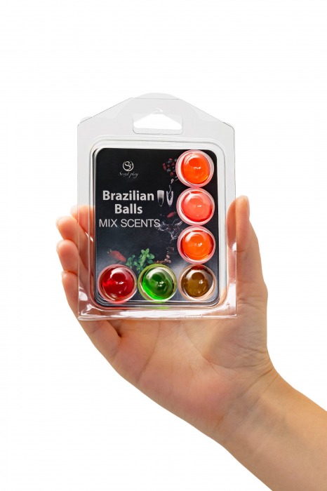 Набор из 6 шариков с ароматизированными массажными маслами Brazilian Balls - Secret Play - купить с доставкой в Барнауле