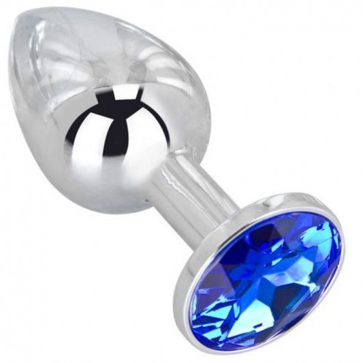 Анальное украшение BUTT PLUG  Small с синим кристаллом - 7 см. - Anal Jewelry Plug - купить с доставкой в Барнауле