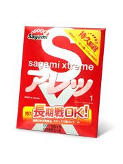 Утолщенный презерватив Sagami Xtreme FEEL LONG с точками - 1 шт. - Sagami - купить с доставкой в Барнауле