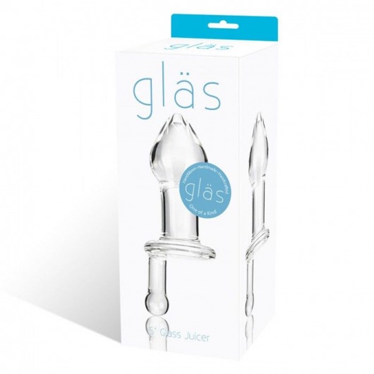 Прозрачный стеклянный анальный плаг с ручкой - 12 см. - Glas