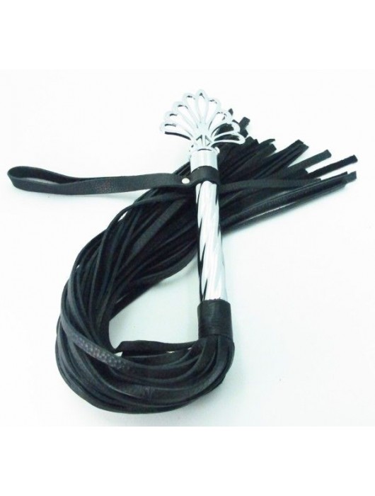 Длинная плеть с рукоятью цвета  никель  - 66 см. - БДСМ Арсенал - купить с доставкой в Барнауле