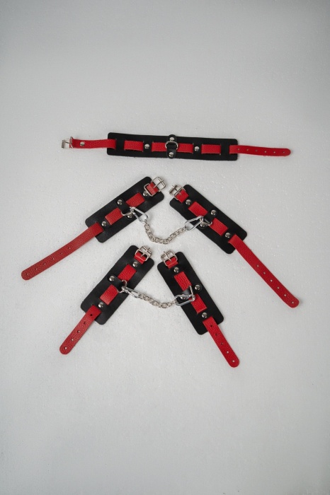 Черно-красный набор фиксаций: наручники, оковы и ошейник - Crazy Handmade - купить с доставкой в Барнауле