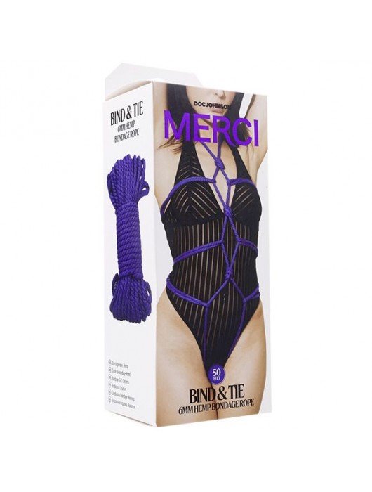 Фиолетовая верёвка для связывания и фиксации Bind Tie - 15,24 м. - Doc Johnson - купить с доставкой в Барнауле