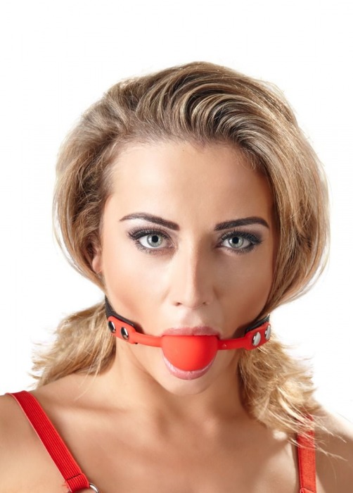 Силиконовый кляп-шар на чёрных ремешках Red Gag silicone - Orion - купить с доставкой в Барнауле