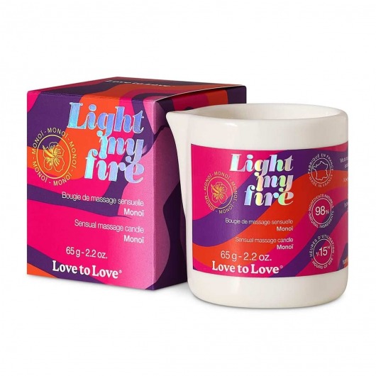 Массажная свеча Light My Fire с ароматом моной - 80 мл. - Love to Love - купить с доставкой в Барнауле