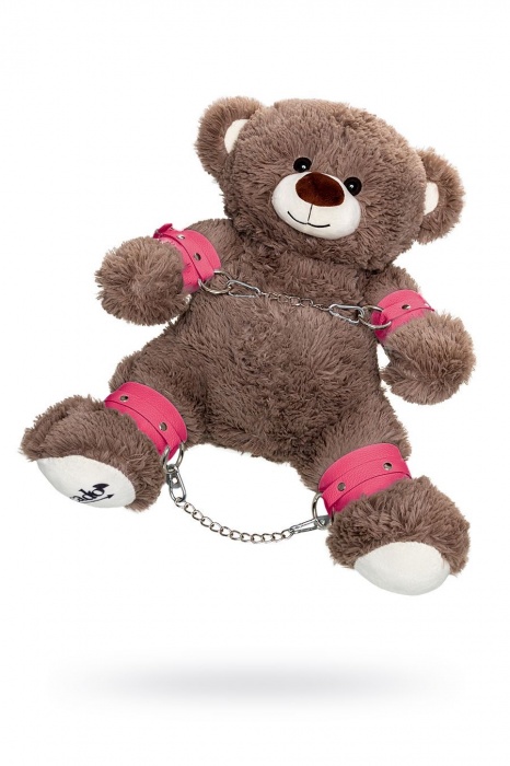 Бондажный набор: бурый мишка с розовыми оковами и наручниками - Pecado - купить с доставкой в Барнауле