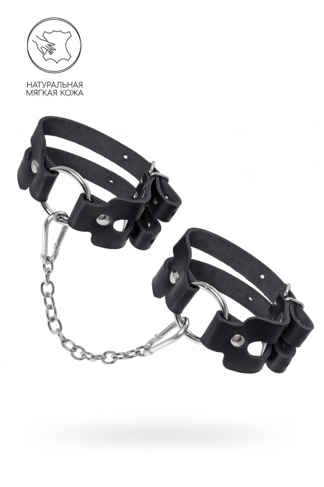 Черные кожаные оковы из двух ремешков - Pecado - купить с доставкой в Барнауле Черные кожаные оковы из двух ремешков - Pecado - купить с доставкой в Барнауле