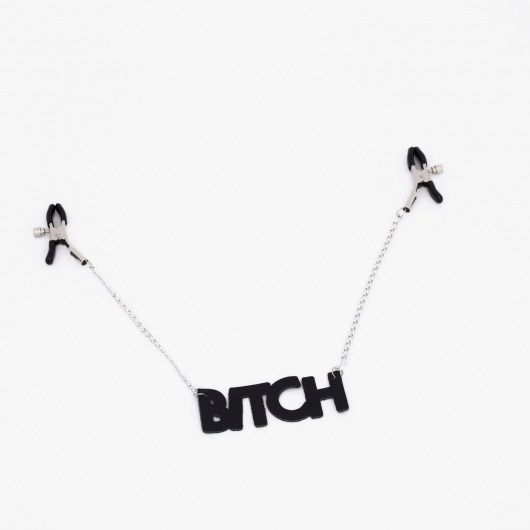 Зажимы на соски с кожаной подвеской Bitch - Crazy Handmade - купить с доставкой в Барнауле