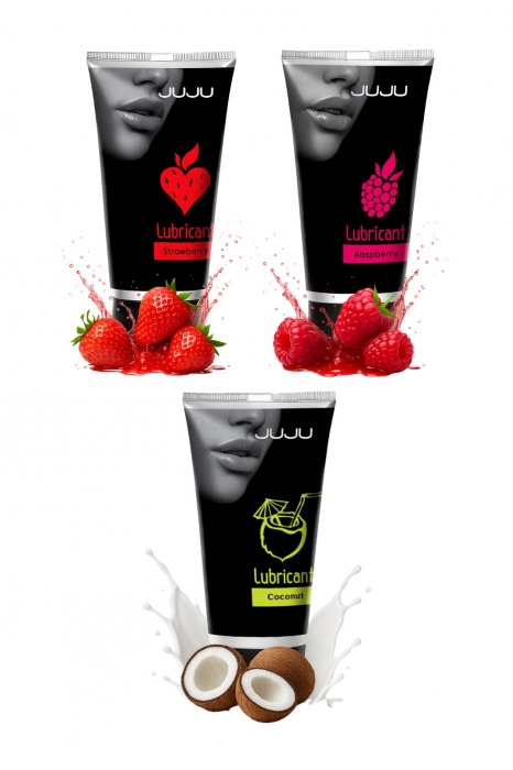 Набор из 3 съедобных лубрикантов JUJU (клубника, малина, кокос) - JuJu - купить с доставкой в Барнауле