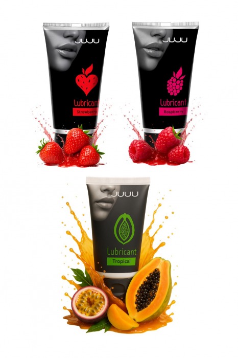 Набор из 3 съедобных лубрикантов JUJU (клубника, малина, тропические фрукты) - JuJu - купить с доставкой в Барнауле