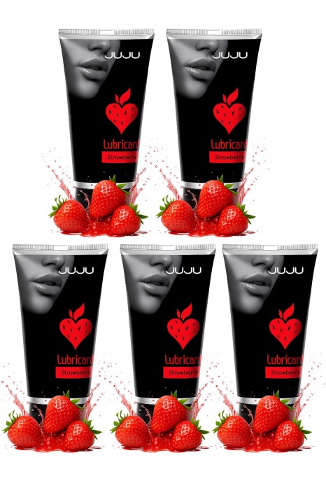 Набор из 5 съедобных лубрикантов JUJU со вкусом клубники - JuJu - купить с доставкой в Барнауле