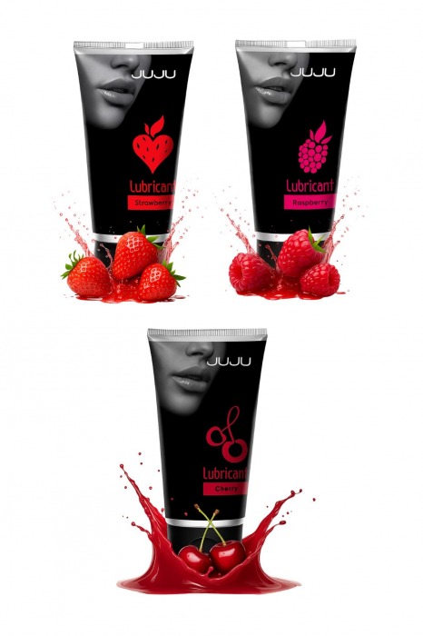 Набор из 3 съедобных лубрикантов JUJU (клубника, малина, вишня) - JuJu - купить с доставкой в Барнауле