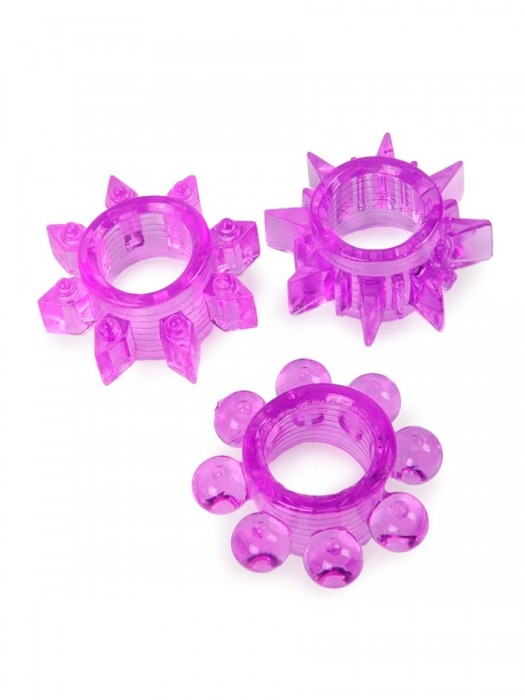 Набор из 3 лиловых эрекционных колец различной формы - Erowoman-Eroman - в Барнауле купить с доставкой