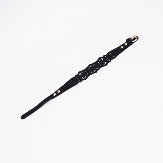 Черный ажурный чокер с золотистой фурнитурой - Crazy Handmade - купить с доставкой в Барнауле