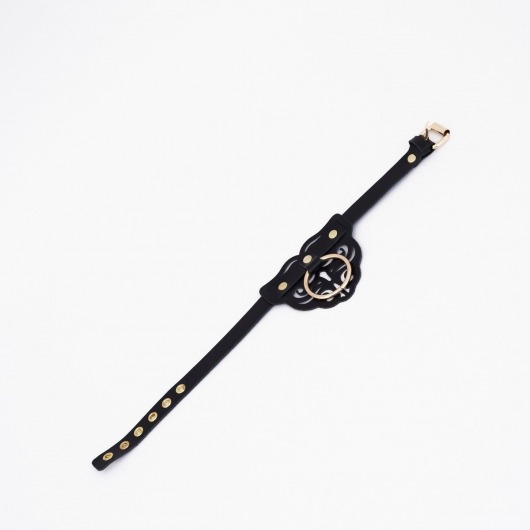 Черный чокер с клепками и золотистой фурнитурой - Crazy Handmade - купить с доставкой в Барнауле