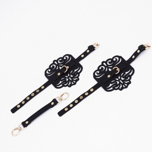 Черный фигурные оковы с золотистой фурнитурой - Crazy Handmade - купить с доставкой в Барнауле