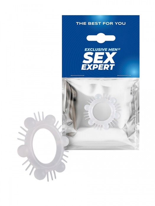 Эластичное эрекционное кольцо с шипиками и шариками - Sex Expert - в Барнауле купить с доставкой