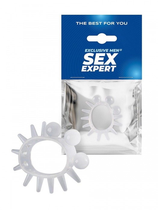 Эластичное эрекционное кольцо с шариками и лучами - Sex Expert - в Барнауле купить с доставкой