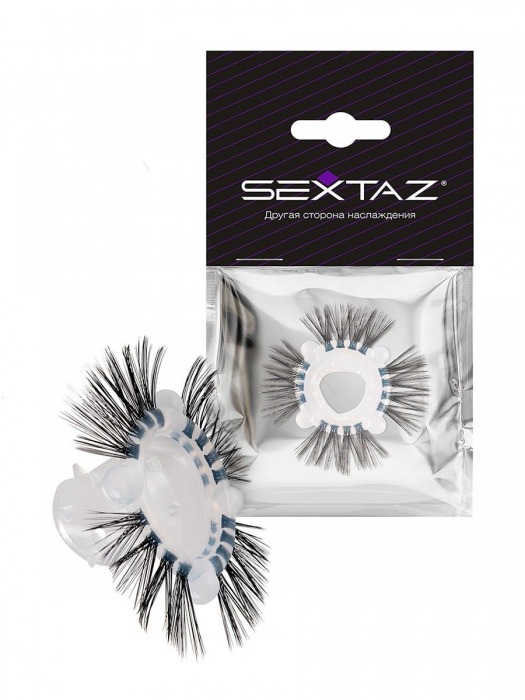 Эластичное эрекционное кольцо с черными «ресничками» - Sextaz - в Барнауле купить с доставкой