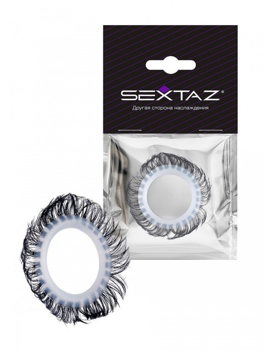 Эластичное эрекционное колечко с черными «ресничками» - Sextaz - в Барнауле купить с доставкой