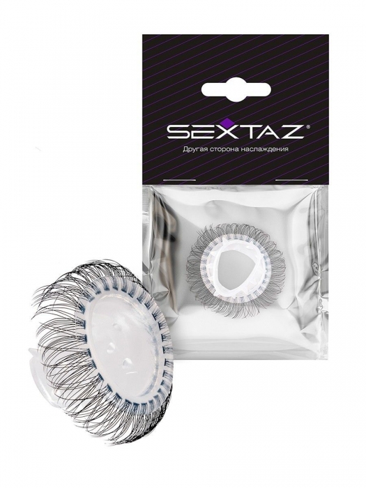 Эластичное эрекционное кольцо с длинными черными «ресничками» - Sextaz - в Барнауле купить с доставкой