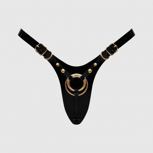 Черный пояс для фиксации насадок Strap-On-Me Leatherette Harness Fabulous - Strap-on-me - купить с доставкой в Барнауле