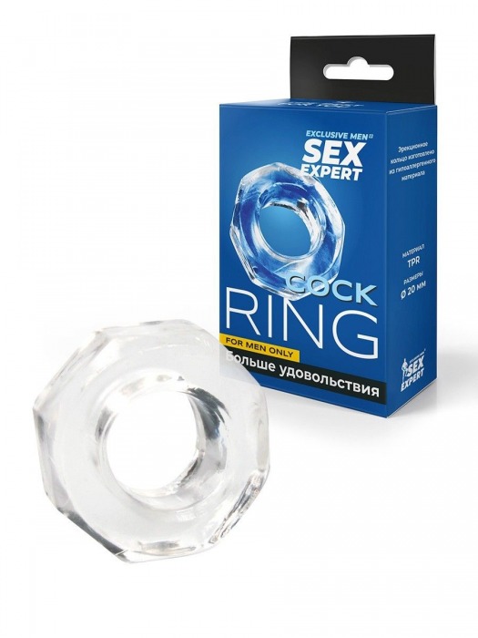 Прозрачное эрекционное кольцо в форме гайки - Sex Expert - в Барнауле купить с доставкой