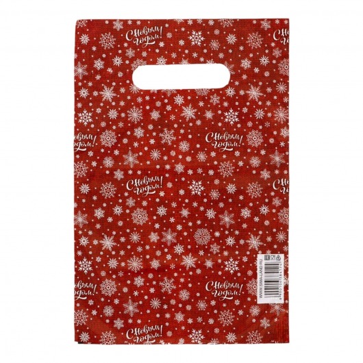 Красный подарочный новогодний пакет с вырубной ручкой (20х30 см) - Сима-Ленд - купить с доставкой в Барнауле