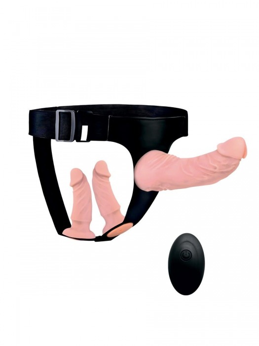 Женский страпон с 3 насадками и вибрацией - Erowoman-Eroman - купить с доставкой в Барнауле